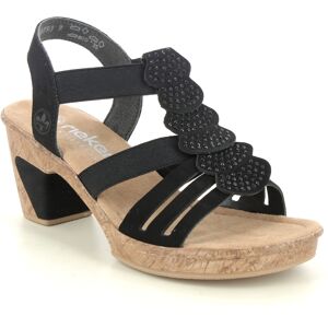 Rieker 69702-00 Black Womens Heeled Sandals in a Plain Synthetic in Size 40 Rieker 69702-00 Black Womens Heeled Sandals in a Plain Synthetic in Size 40