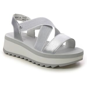 Rieker W3053-90 Silver Womens Wedge Sandals in a Plain Leather in Size 38 Rieker W3053-90 Silver Womens Wedge Sandals in a Plain Leather in Size 38