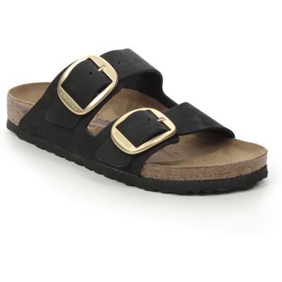 Birkenstock Arizona Big Buckle Black Womens Slide Sandals 102329030 in a Plain Nubuck Leather in Size 40 Birkenstock Arizona Big Buckle Black Womens Slide Sandals 102329030 in a Plain Nubuck Leather in Size 40
