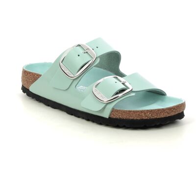 Birkenstock Arizona Big Buckle Green Womens Slide Sandals 102649590 in a Plain Natural Leather Patent in Size 38 Birkenstock Arizona Big Buckle Green Womens Slide Sandals 102649590 in a Plain Natural Leather Patent in Size 38
