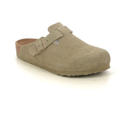 Birkenstock Boston W Khaki Womens slipper mules 102578890 in a Plain Suede in Size 40 Birkenstock Boston W Khaki Womens slipper mules 102578890 in a Plain Suede in Size 40