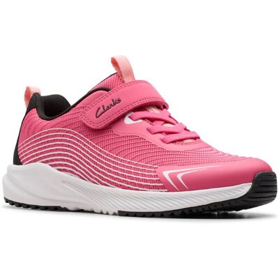 Clarks Deyes Dash Bu Pink Kids girls trainers 8497-27G in a Plain Textile in Size 1 Clarks Deyes Dash Bu Pink Kids girls trainers 8497-27G in a Plain Textile in Size 1