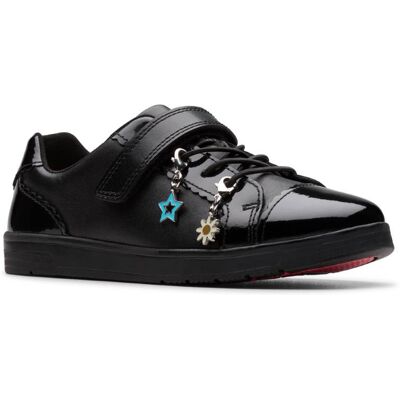 Clarks Disco Charm Bu Black Patent Leather Kids girls school shoes 8532-46F in a Plain Leather in Size 13 Clarks Disco Charm Bu Black Patent Leather Kids girls school shoes 8532-46F in a Plain Leather in Size 13