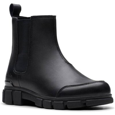 Clarks Evyn Chelsea K Black leather Kids Girls Boots 8029-16F in a Plain Leather in Size 2.5 Clarks Evyn Chelsea K Black leather Kids Girls Boots 8029-16F in a Plain Leather in Size 2.5