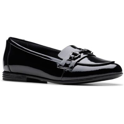 Clarks Finja Loafer Y Black patent Kids girls school shoes 8493-56F in a Plain Leather in Size 4.5 Clarks Finja Loafer Y Black patent Kids girls school shoes 8493-56F in a Plain Leather in Size 4.5