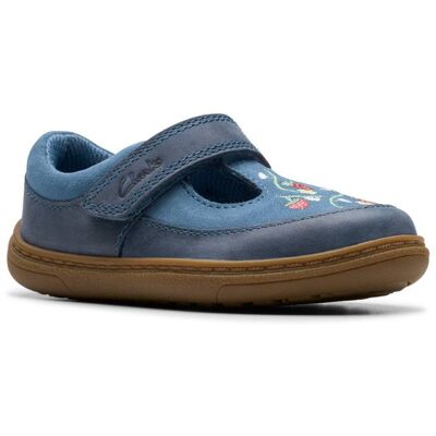 Clarks Flash Grow Tbar BLUE LEATHER Kids first shoes 8080-86F in a Plain Leather in Size 5.5 Clarks Flash Grow Tbar BLUE LEATHER Kids first shoes 8080-86F in a Plain Leather in Size 5.5