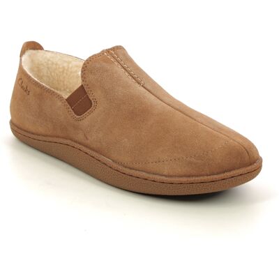 Clarks Home Moccasin Cheer Tan suede Mens slippers 6424-97G in a Plain Suede Leather in Size 7 Clarks Home Moccasin Cheer Tan suede Mens slippers 6424-97G in a Plain Suede Leather in Size 7