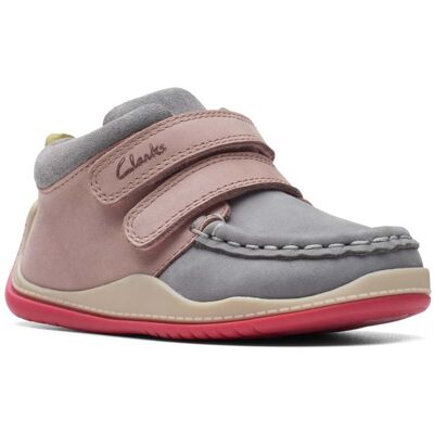 Clarks Noodle Play 2v Grey Pink Kids Toddler Girls Boots 7531-96F in a Plain Leather in Size 6.5 Clarks Noodle Play 2v Grey Pink Kids Toddler Girls Boots 7531-96F in a Plain Leather in Size 6.5