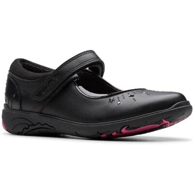 Clarks Relda Wish Mj Black leather Kids girls school shoes 8216-27G in a Plain Leather in Size 10 Clarks Relda Wish Mj Black leather Kids girls school shoes 8216-27G in a Plain Leather in Size 10