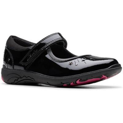 Clarks Relda Wish Mj Black patent Kids girls school shoes 8216-38H in a Plain Coated Leather in Size 11 Clarks Relda Wish Mj Black patent Kids girls school shoes 8216-38H in a Plain Coated Leather in Size 11