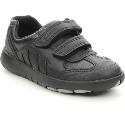 Clarks Rex Stride T Black leather Kids Boys Casual Shoes 6143-97G in a Plain Leather in Size 9 Clarks Rex Stride T Black leather Kids Boys Casual Shoes 6143-97G in a Plain Leather in Size 9