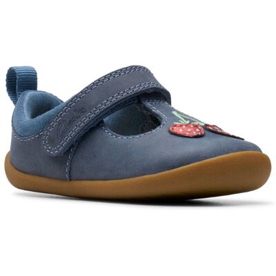 Clarks Roamer Berry T BLUE LEATHER Kids girls first and baby shoes 8201-76F in a Plain Leather in Size 3 Clarks Roamer Berry T BLUE LEATHER Kids girls first and baby shoes 8201-76F in a Plain Leather in Size 3