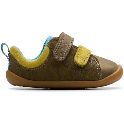 Clarks Roamer Roar 2v Olive Green Kids Boys First Shoes 8390-37G in a Plain Leather in Size 5 Clarks Roamer Roar 2v Olive Green Kids Boys First Shoes 8390-37G in a Plain Leather in Size 5