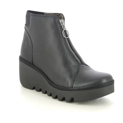 Fly London Baaz Blu Zip Black leather Womens Wedge Boots P501537-000 in a Plain Leather in Size 39 Fly London Baaz Blu Zip Black leather Womens Wedge Boots P501537-000 in a Plain Leather in Size 39
