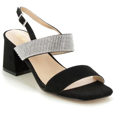 Lotus Elisena Amy Black Womens Heeled Sandals in a Plain Textile in Size 6 Lotus Elisena Amy Black Womens Heeled Sandals in a Plain Textile in Size 6