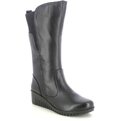 Lotus Fitzgerald Wedge Black leather Womens knee-high boots in a Plain Leather in Size 39 Lotus Fitzgerald Wedge Black leather Womens knee-high boots in a Plain Leather in Size 39