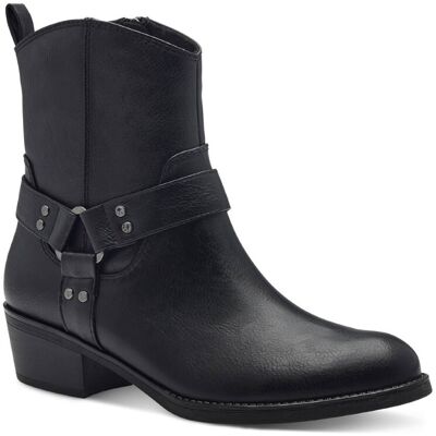Marco Tozzi Drema Cowboy Black Womens ankle boots 25324-43-001 in a Plain Synthetic in Size 37 Marco Tozzi Drema Cowboy Black Womens ankle boots 25324-43-001 in a Plain Synthetic in Size 37
