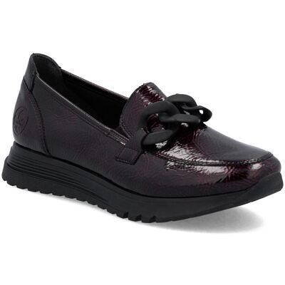 Rieker 49051-35 Wine patent Womens loafers in a Plain Synthetic in Size 40 Rieker 49051-35 Wine patent Womens loafers in a Plain Synthetic in Size 40