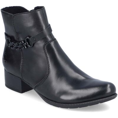 Rieker 78676-00 Black leather Womens Heeled Boots in a Plain Leather in Size 40 Rieker 78676-00 Black leather Womens Heeled Boots in a Plain Leather in Size 40