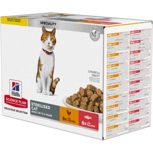 Hill's Science Plan Cat Food Pouches - Sterilised Young Adult Chicken & Salmon - 12 x 85g Hill's Science Plan Cat Food Pouches - Sterilised Young Adult Chicken & Salmon - 12 x 85g