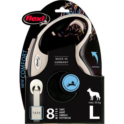 Flexi New Comfort Tape Lead Large - 8m - Black Flexi New Comfort Tape Lead Large - 8m - Black