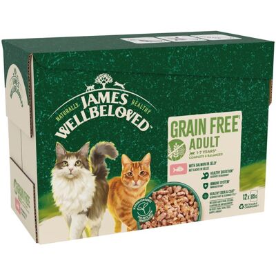 James Wellbeloved Grain-Free Adult Hypoallergenic Pouches - Salmon in Jelly - 12 x 85g James Wellbeloved Grain-Free Adult Hypoallergenic Pouches - Salmon in Jelly - 12 x 85g