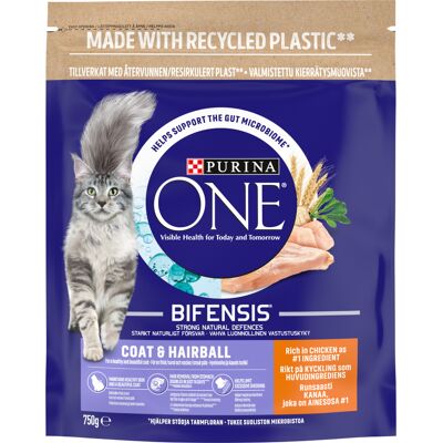 PURINA ONE Coat & Hairball Chicken & Whole Grains Dry Cat Food - 750g PURINA ONE Coat & Hairball Chicken & Whole Grains Dry Cat Food - 750g