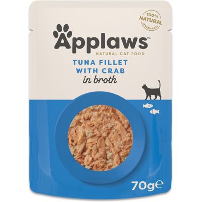 Applaws Cat Natural in Broth 12 x 70g - Tuna Fillet with Crab Applaws Cat Natural in Broth 12 x 70g - Tuna Fillet with Crab