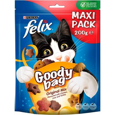 Felix Goody Bag Cat Treats Maxi Pack 200g - Saver Pack: 3 x Original Mix Felix Goody Bag Cat Treats Maxi Pack 200g - Saver Pack: 3 x Original Mix