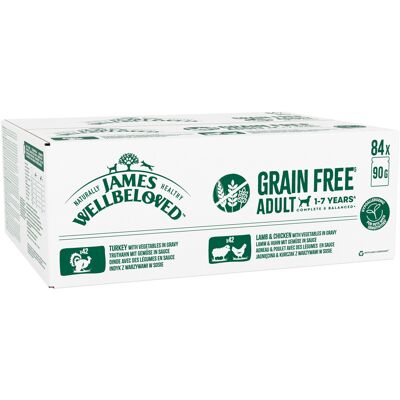 James Wellbeloved Adult Hypoallergenic Grain Free Pouches - Mixed Selection in Gravy - 84 x 90g James Wellbeloved Adult Hypoallergenic Grain Free Pouches - Mixed Selection in Gravy - 84 x 90g