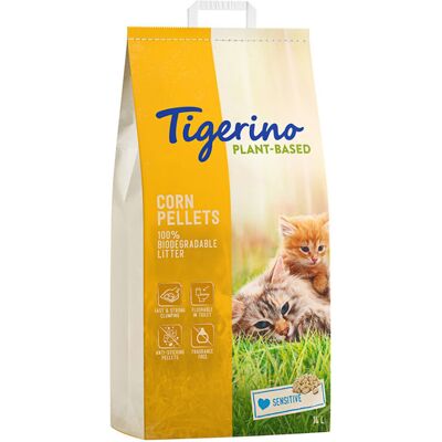 Tigerino Plant-Based Litter Corn Pellets - Sensitive (Unscented) - 14l Tigerino Plant-Based Litter Corn Pellets - Sensitive (Unscented) - 14l