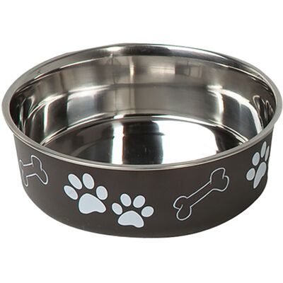 Karlie Stainless Steel Bowl with Paw Motif - Black - 2.2l, 23cm diameter Karlie Stainless Steel Bowl with Paw Motif - Black - 2.2l, 23cm diameter