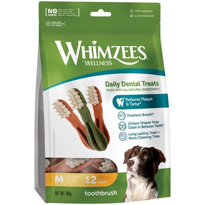 Whimzees by Wellness Toothbrush - Size M: for medium dogs (12 - 18 kg, 12 Snacks) Whimzees by Wellness Toothbrush - Size M: for medium dogs (12 - 18 kg, 12 Snacks)