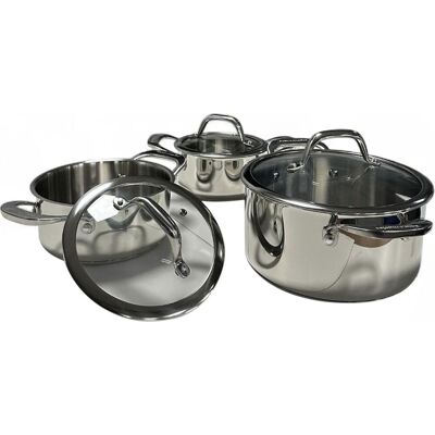 Rangemaster RM056PROMO 3 Piece Induction Pan Set - Stainless Steel, Stainless Steel Rangemaster RM056PROMO 3 Piece Induction Pan Set - Stainless Steel, Stainless Steel