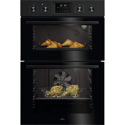 AEG OU5CP40B Built In Electric Double Oven - Black - A Rated, Black AEG OU5CP40B Built In Electric Double Oven - Black - A Rated, Black