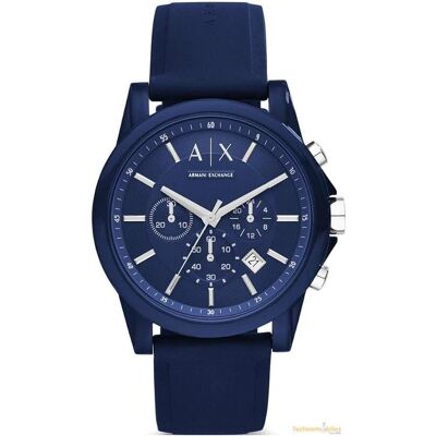 Armani Exchange Men's Chronograph, Silicone Watch, 44mm case size Armani Exchange Men's Chronograph, Silicone Watch, 44mm case size