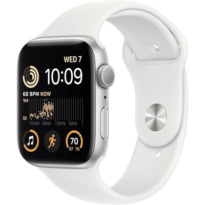 Apple Watch SE 2nd Gen Smartwatch 44mm Silver Aluminium White Sport Band S/M Apple Watch SE 2nd Gen Smartwatch 44mm Silver Aluminium White Sport Band S/M