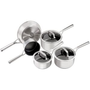 NINJAFoodi ZEROSTICK Stainless Steel 3 Piece Pan set 16/18/20cm Saucepans, non stick, C63000UK NINJAFoodi ZEROSTICK Stainless Steel 3 Piece Pan set 16/18/20cm Saucepans, non stick, C63000UK
