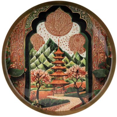 Candlelight Decorative Tray Samarkand Metal Gold Round D:32cm Candlelight Decorative Tray Samarkand Metal Gold Round D:32cm