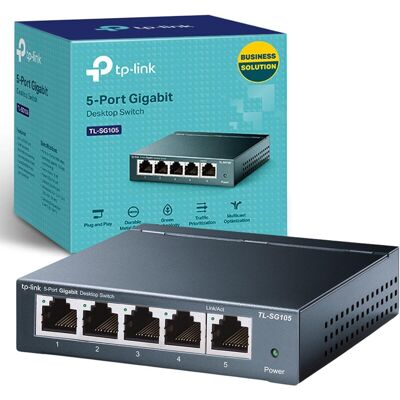 TP-LINK TL-SG105 5-Port Gigabit Desktop Ethernet Switch (Steel Case) TP-LINK TL-SG105 5-Port Gigabit Desktop Ethernet Switch (Steel Case)