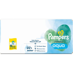 Pampers Harmonie Aqua Baby Wipes Plastic Free 9x48 Pack 432 Wipes Pampers Harmonie Aqua Baby Wipes Plastic Free 9x48 Pack 432 Wipes