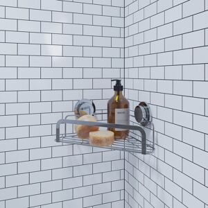 Croydex Stick 'n' Lock Corner Shower Caddy - Chrome Croydex Stick 'n' Lock Corner Shower Caddy - Chrome