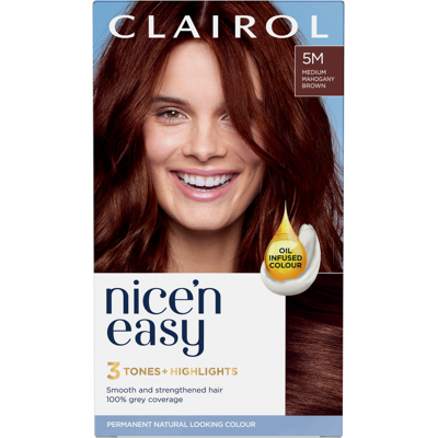 Clairol Nice'n Easy Permanent Hair Dye 5M Medium Mahogany Brown 177ml Clairol Nice'n Easy Permanent Hair Dye 5M Medium Mahogany Brown 177ml