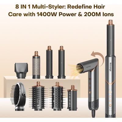 Uniorange M8 8-in-1 Multi-Styler Hair Dryer, 1400W Power & 200M Ions, 110K RPM High-Speed Motor, Dries 4X Faster, Complete Accessory Set Included Uniorange M8 8-in-1 Multi-Styler Hair Dryer, 1400W Power & 200M Ions, 110K RPM High-Speed Motor, Dries 4X Faster, Complete Accessory Set Included