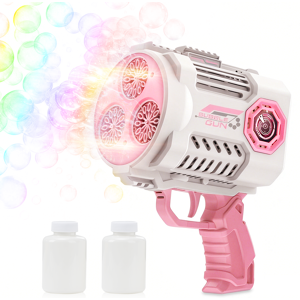 TOKKY Children's Electric Bubble Gun, 36-Hole High-Density Bubbling, Leak-Proof Design, Large-Capacity Bubble Bottle, Colorful Lights, with Replacement Bubble Liquid, Easy-to-Install Bubble Toy, Suitable for Outdoor Parent-Child Interaction - Pink TOKKY Children's Electric Bubble Gun, 36-Hole High-Density Bubbling, Leak-Proof Design, Large-Capacity Bubble Bottle, Colorful Lights, with Replacement Bubble Liquid, Easy-to-Install Bubble Toy, Suitable for Outdoor Parent-Child Interaction - Pink