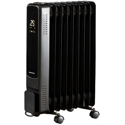 Daewoo 2000W Digital Oil Filled Radiator – 9 Fins, LED Display, Adjustable Timer – Black Daewoo 2000W Digital Oil Filled Radiator – 9 Fins, LED Display, Adjustable Timer – Black
