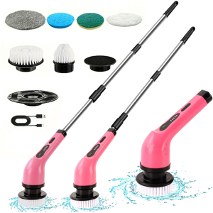 Iagreea Electric Spin Scrubber – Rechargeable, 2-Speed, Multi-Head Attachments, Basic Design, 6 Replacement Heads, – Pink & White Iagreea Electric Spin Scrubber – Rechargeable, 2-Speed, Multi-Head Attachments, Basic Design, 6 Replacement Heads, – Pink & White