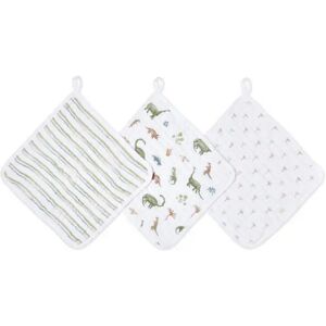 aden + anais™ Essentials Cotton Muslin Washcloths Set 3 Pack Dino Jungle aden + anais™ Essentials Cotton Muslin Washcloths Set 3 Pack Dino Jungle
