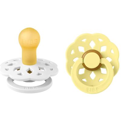 Bibs Natural Latex Pacifier - 2 Pack - Size 1 - White/Sunshine - 0-6 months Bibs Natural Latex Pacifier - 2 Pack - Size 1 - White/Sunshine - 0-6 months