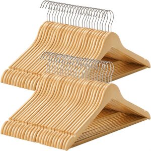 Wooden Hanger, 44.5x23x1.2cm, Wood Colour and Silver, Set of 50 Wooden Hanger, 44.5x23x1.2cm, Wood Colour and Silver, Set of 50